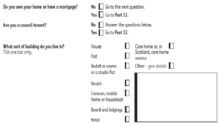 image of a question example on the paper form