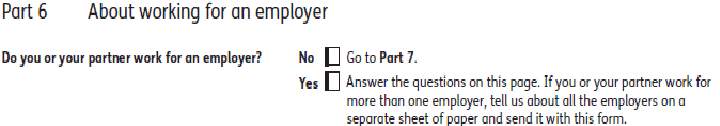 image of a question example on the paper form