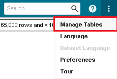 Manage Tables icon highlighted