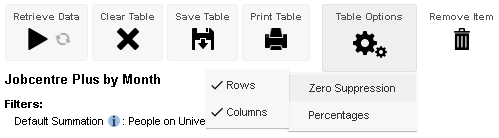 Table options icon highlighted
