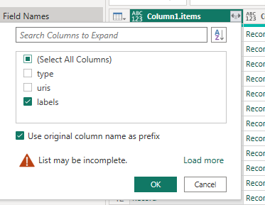 Deselect labels.