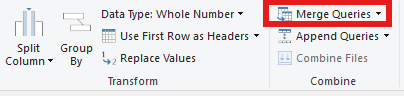 Merge queries box highlighted.