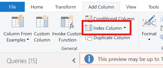 Final result with index column added.